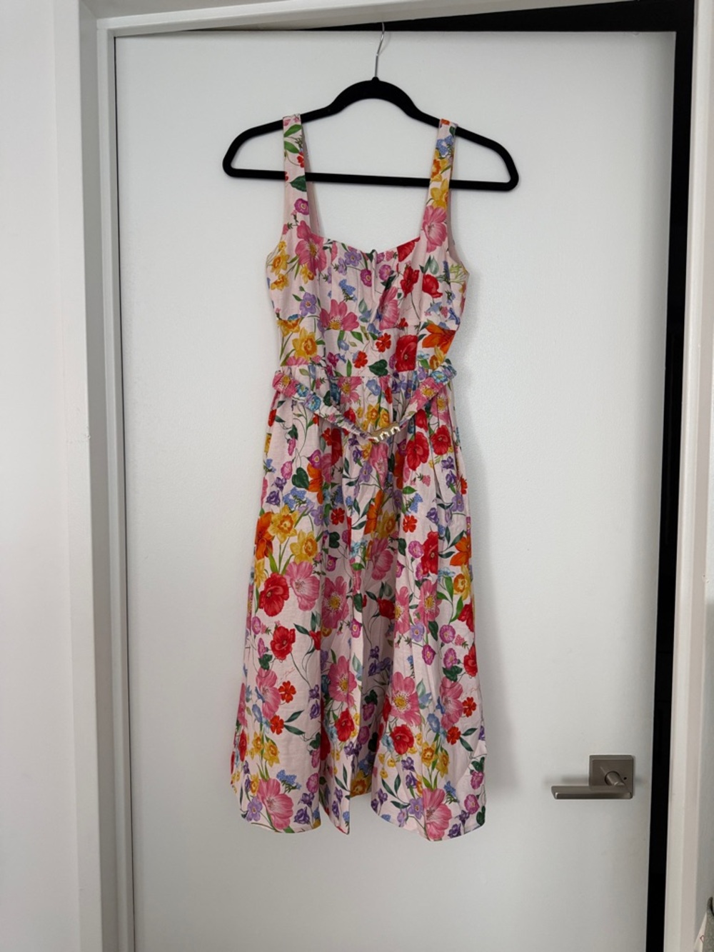 Floral Sleeveless Midi Dress - Pink Multicolor